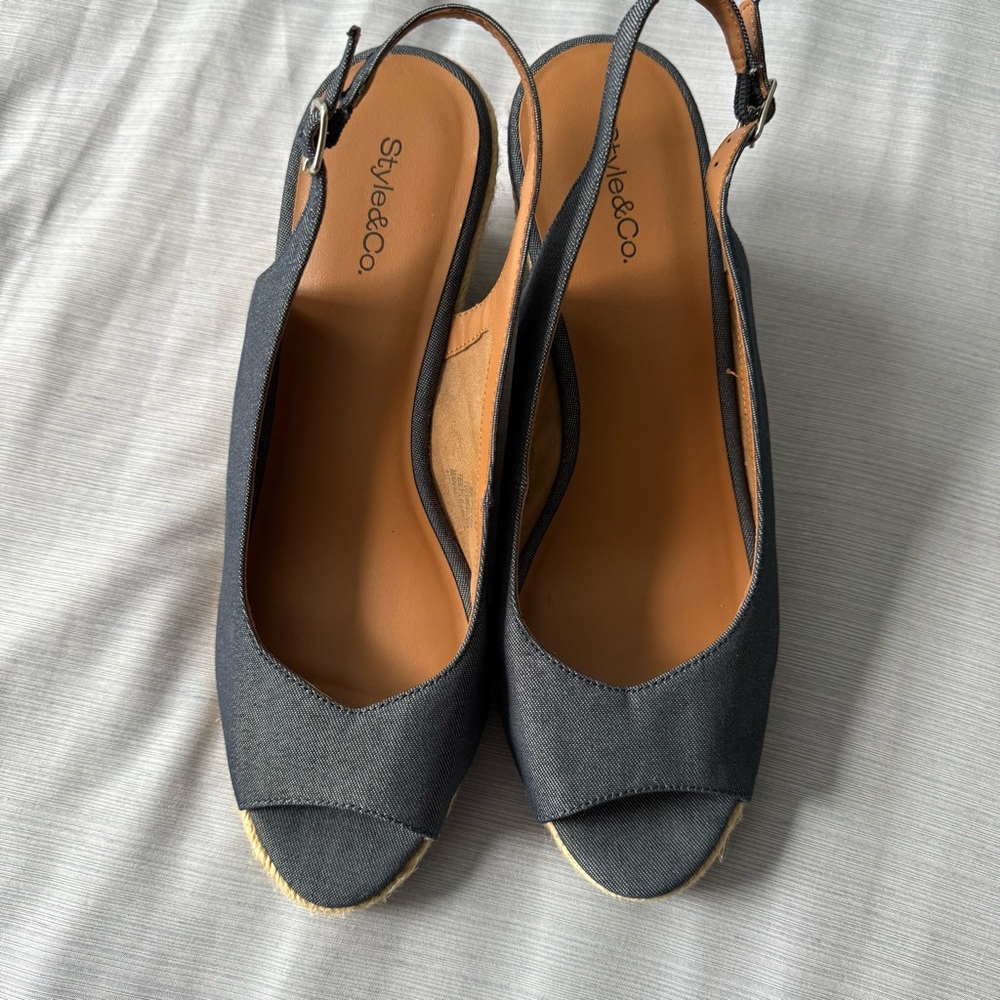 Style & Co. Women's Dark Gray Espadrille Slingbacks